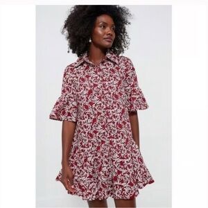 Chic Burgundy and White Floral Mini Dress